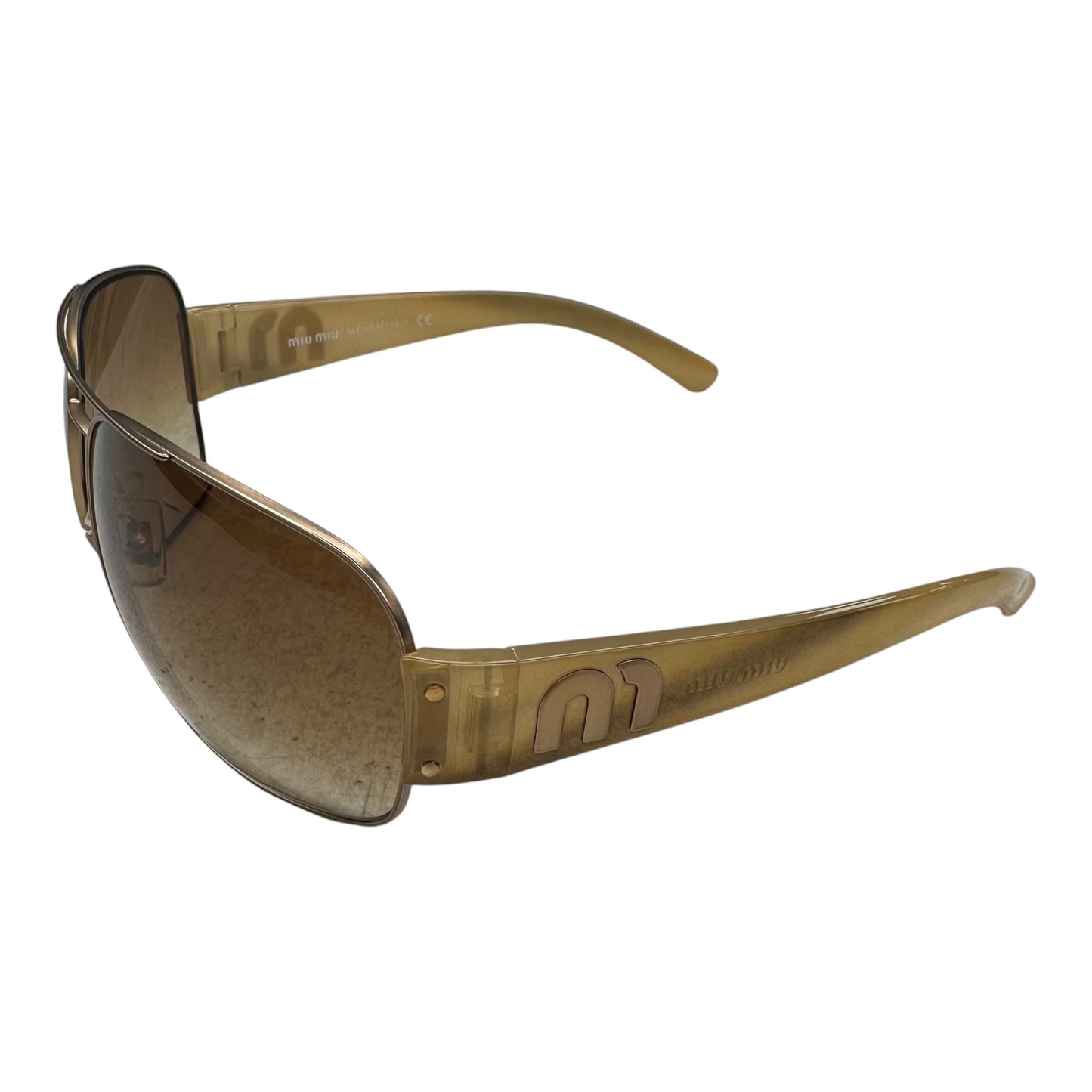 Sunglasses Luxury Designer By Miu Miu In Gold