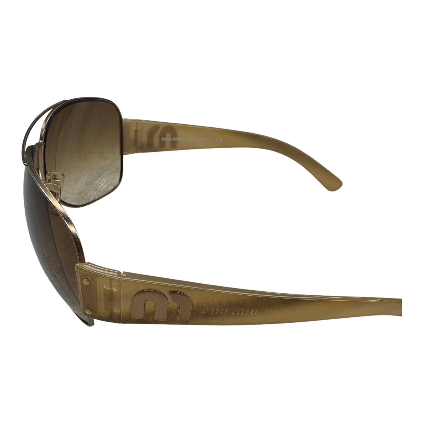 Sunglasses Luxury Designer By Miu Miu In Gold