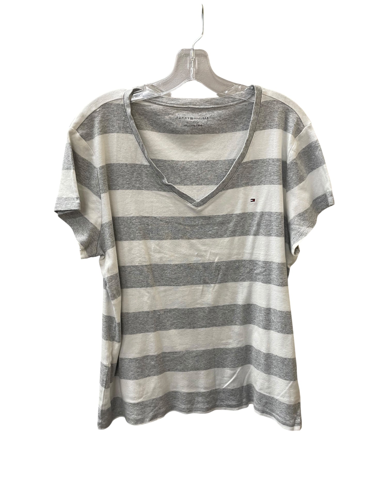 Top Ss By Tommy Hilfiger In Grey & White, Size:Xxl