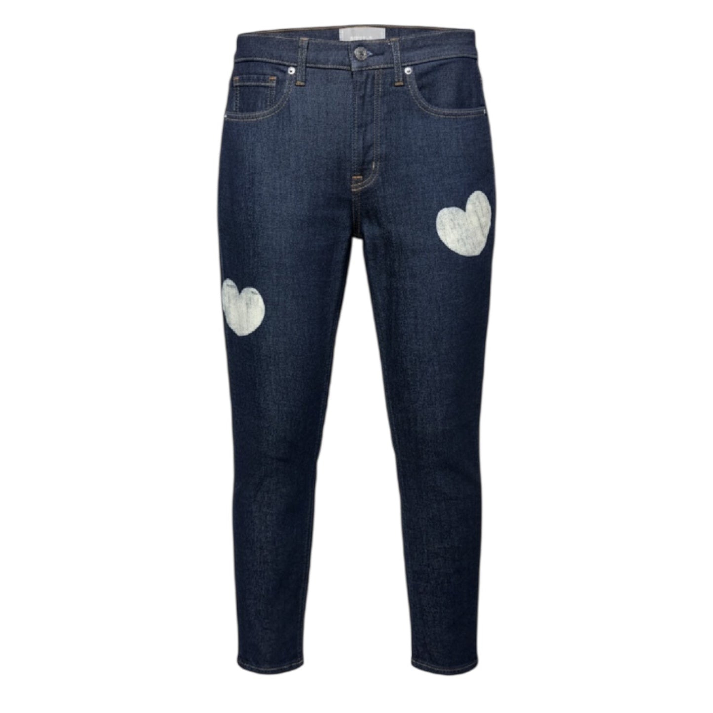 Hand-Printed Heart Stretch High Rise Skinny Jeans
 By Everlane X PlayHouseRoll  In Blue Denim, Size: 4/27