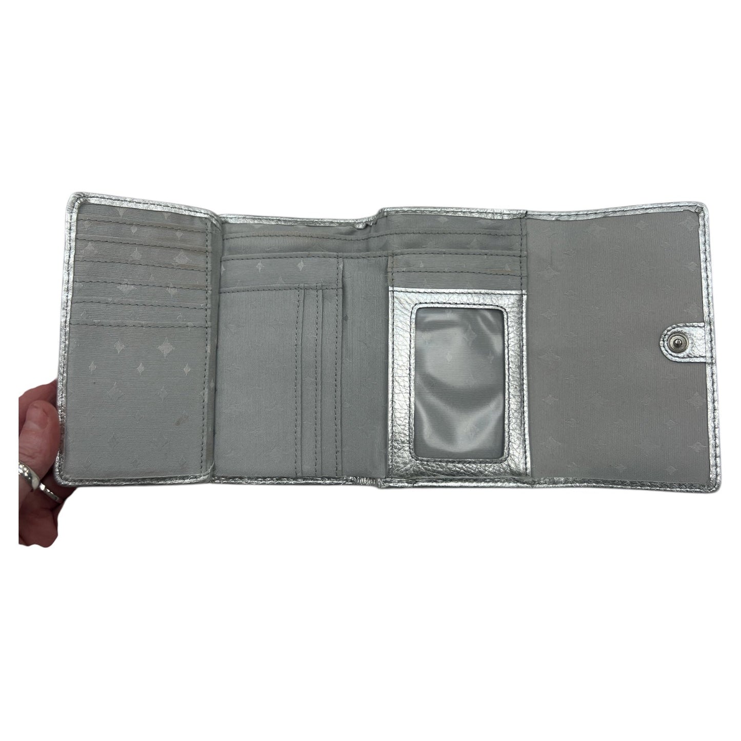 Wallet Leather By Fossil In Silver, Size:Small