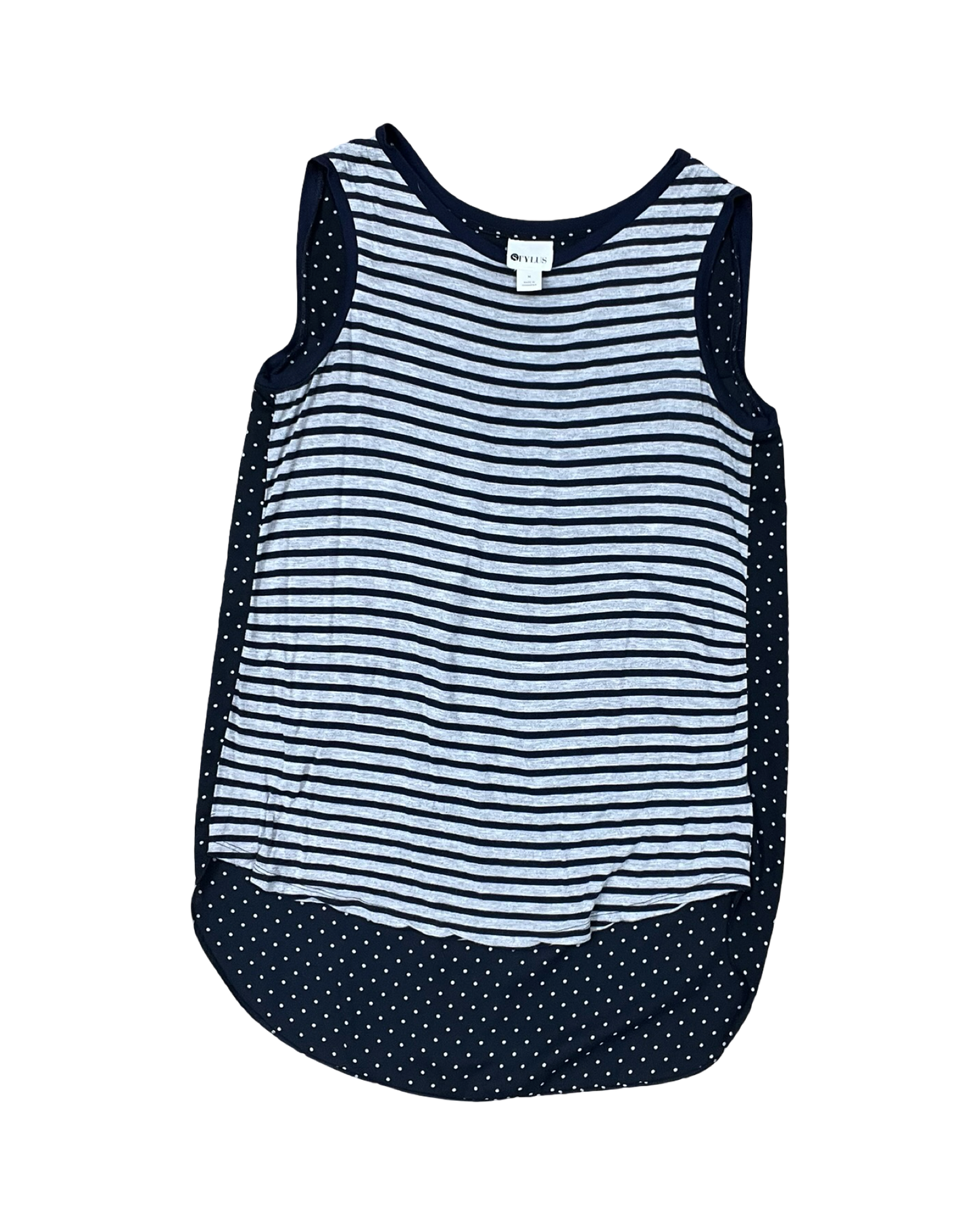 Top Sleeveless By Stylus In Blue & Grey, Size:M