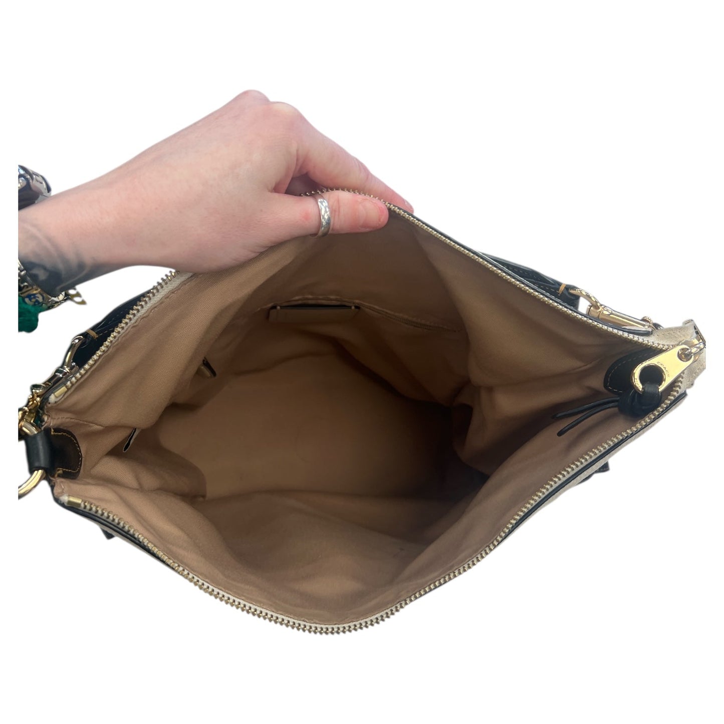 Handbag Designer By Coach In Cream, Size:Large