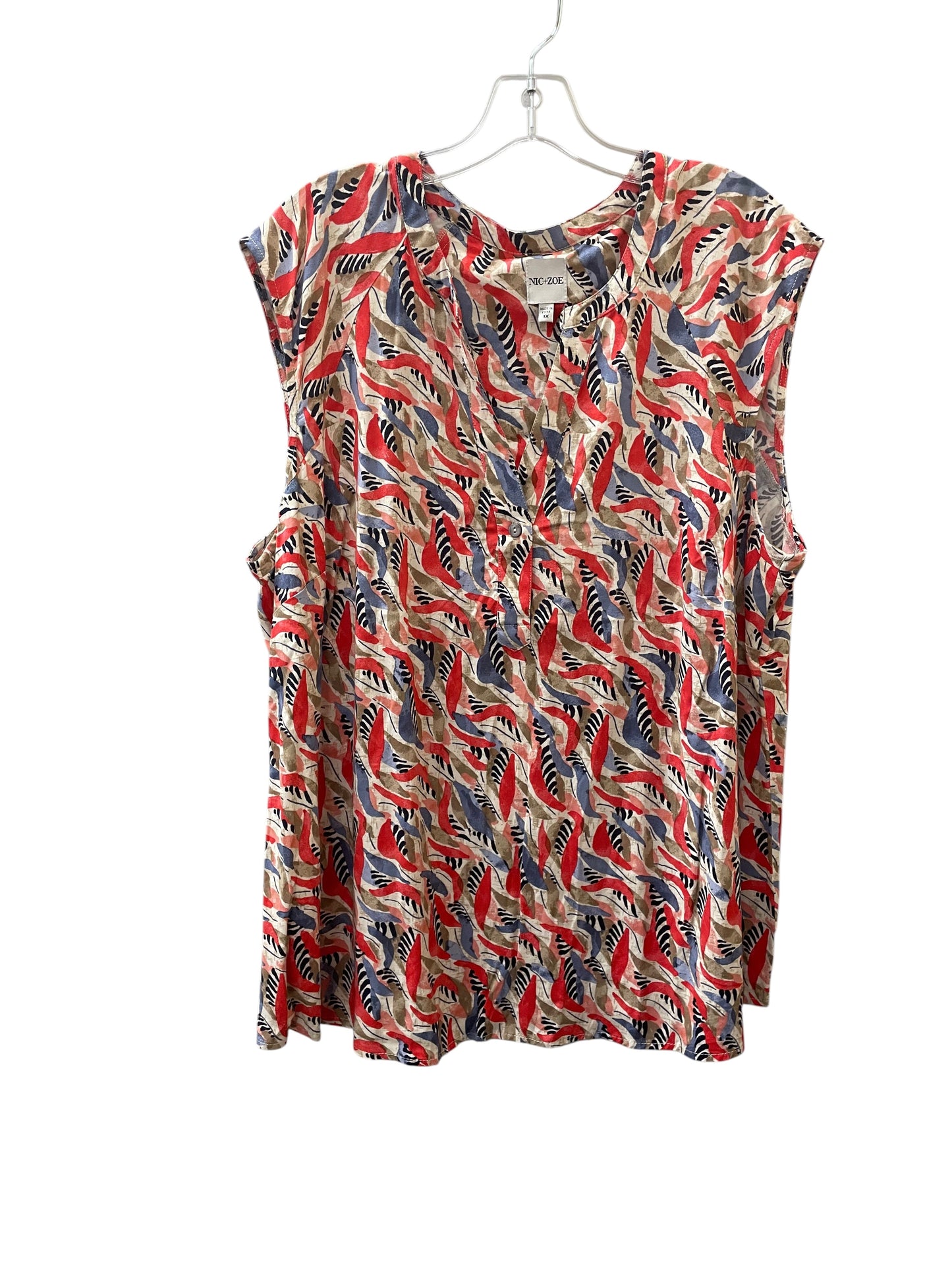 Top Sleeveless By Nic + Zoe In Red, Size:1X
