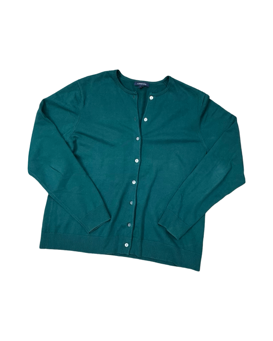 Sweater Cardigan By Lands End In Green, Size:Xl