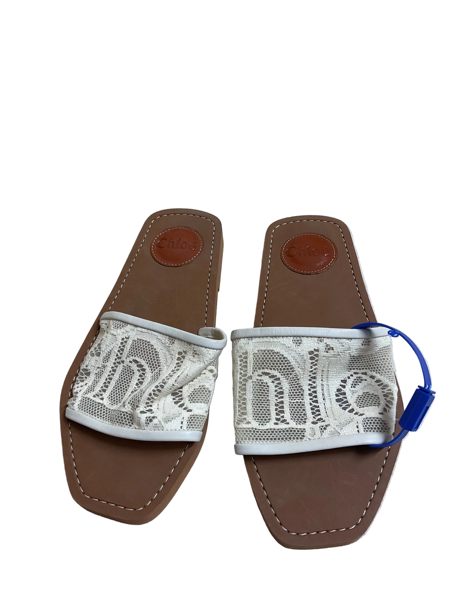 Sandals Designer By Chloe In Cream, Size:5