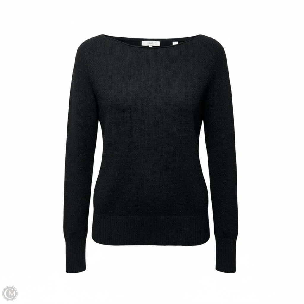 Wool & Cashmere Blend Bateau Neck Pullover Sweater By Vince In Black, Size: S