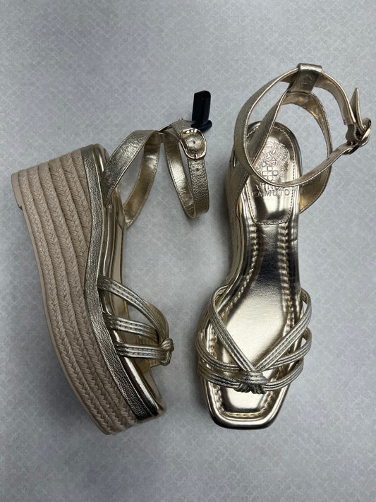 Sandals Heels Wedge By Vince Camuto In Gold, Size:7.5
