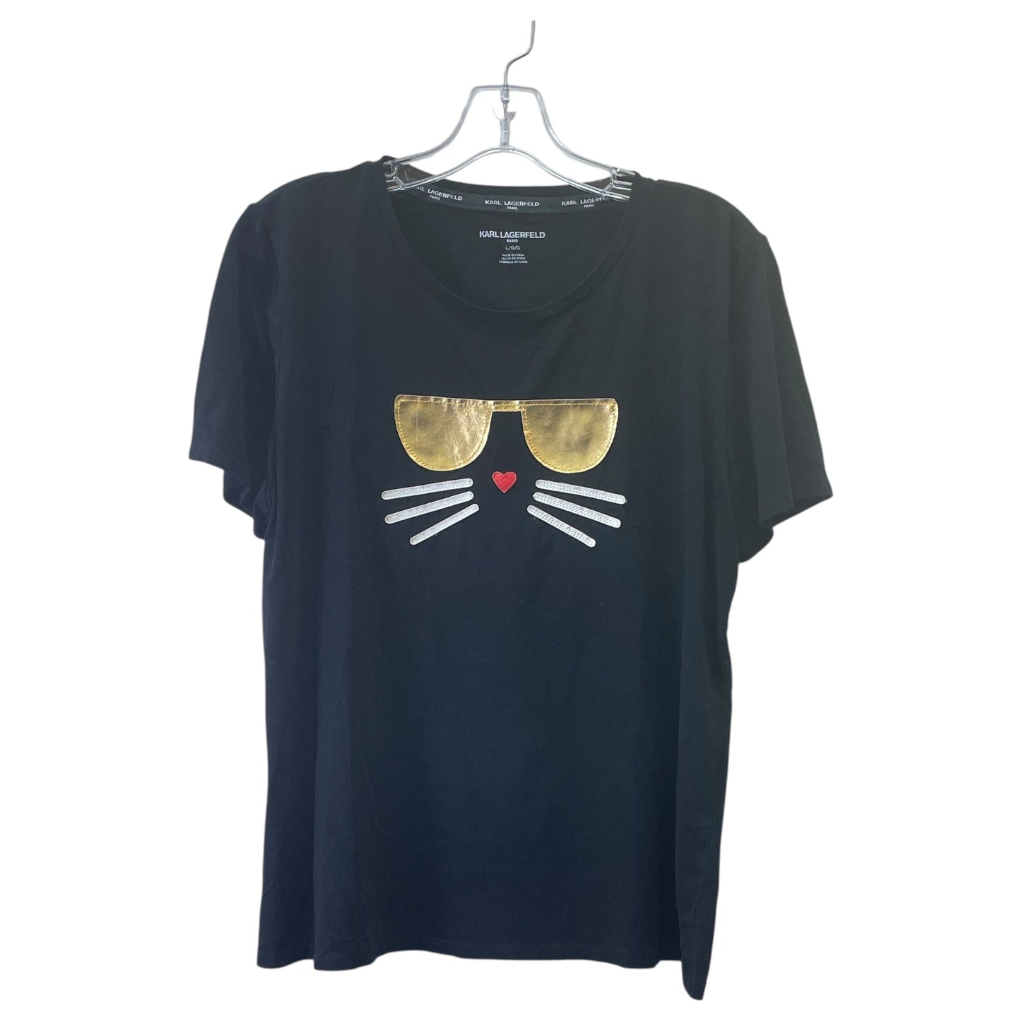 Top Ss Designer By Karl Lagerfeld In Black, Size:L