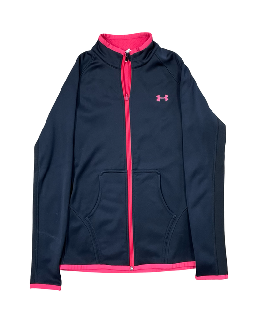 Athletic Jacket By Under Armour In Black & Pink, Size:S