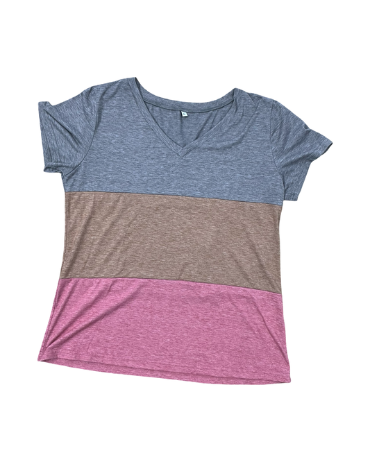 Top Ss By Clothes Mentor In Grey & Tan, Size:L