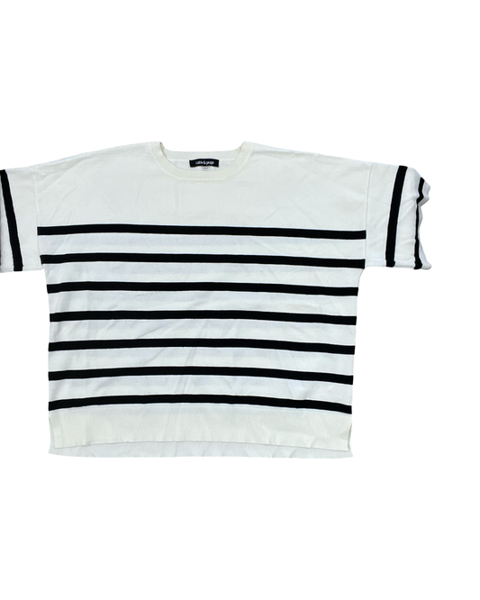 Sweater By Cable And Gauge In Black & Cream, Size:L