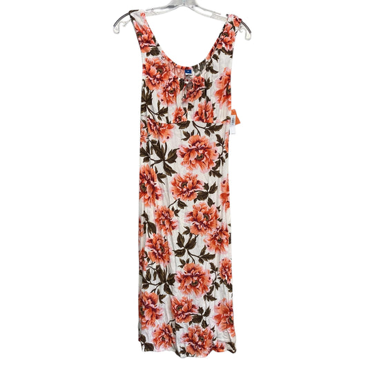 Dress Casual Midi By Old Navy In Cream & Orange, Size:Xs