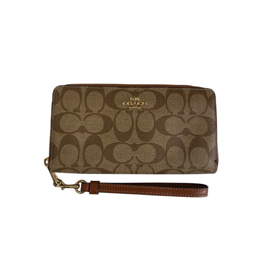 Wristlet Designer By Coach In Brown & Cream, Size:Large