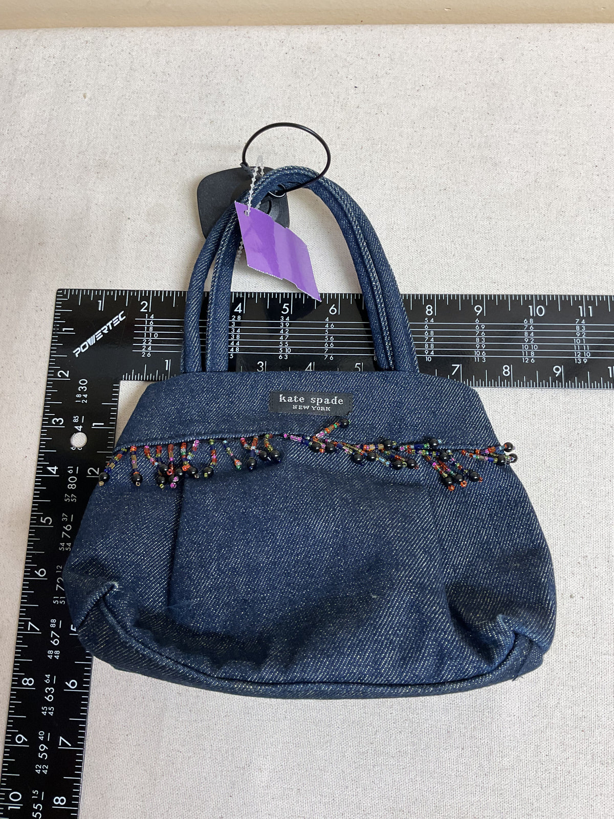 Handbag Designer By Kate Spade In Blue Denim, Size:Small
