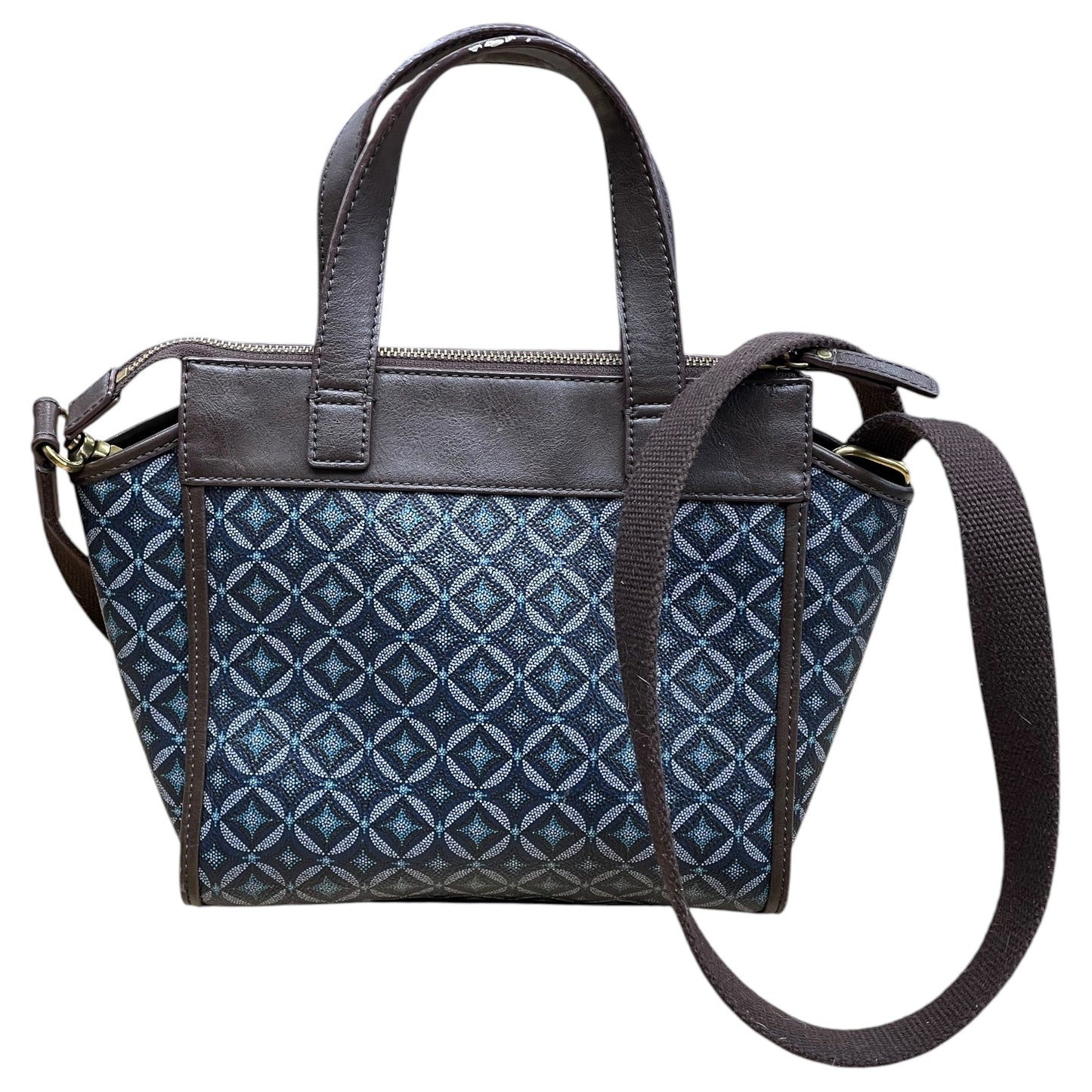Handbag By Fossil In Blue & Brown, Size:Medium