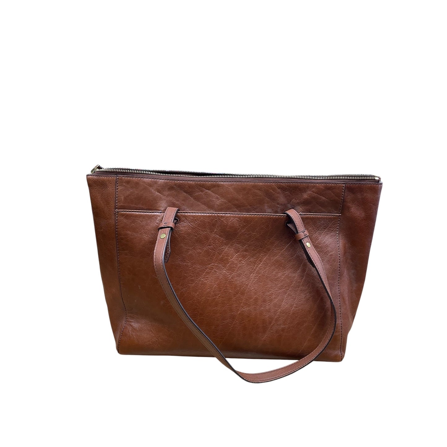 Handbag Leather By Fossil In Brown, Size:Large
