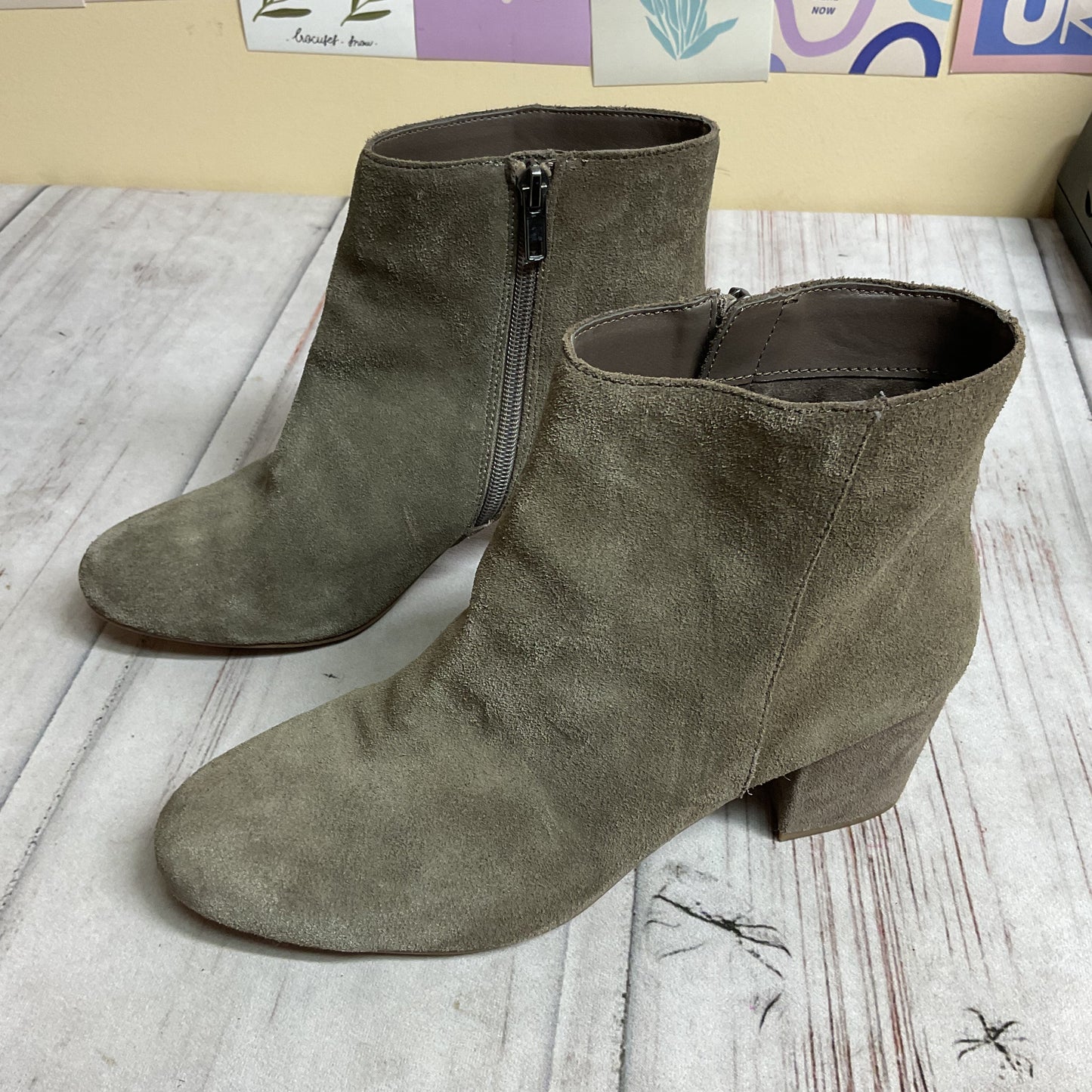 Boots Ankle Heels By Steve Madden In Taupe, Size:8.5