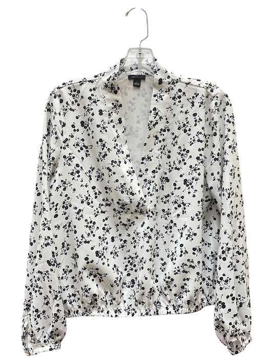Blouse Ls By Ann Taylor In Black & White, Size:S