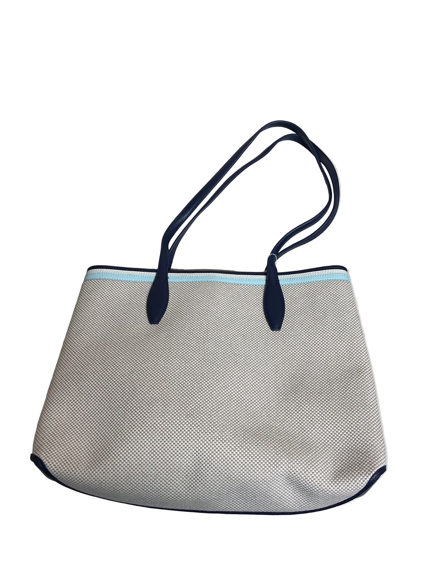 Handbag Designer By Kate Spade In Blue & Cream, Size:Large