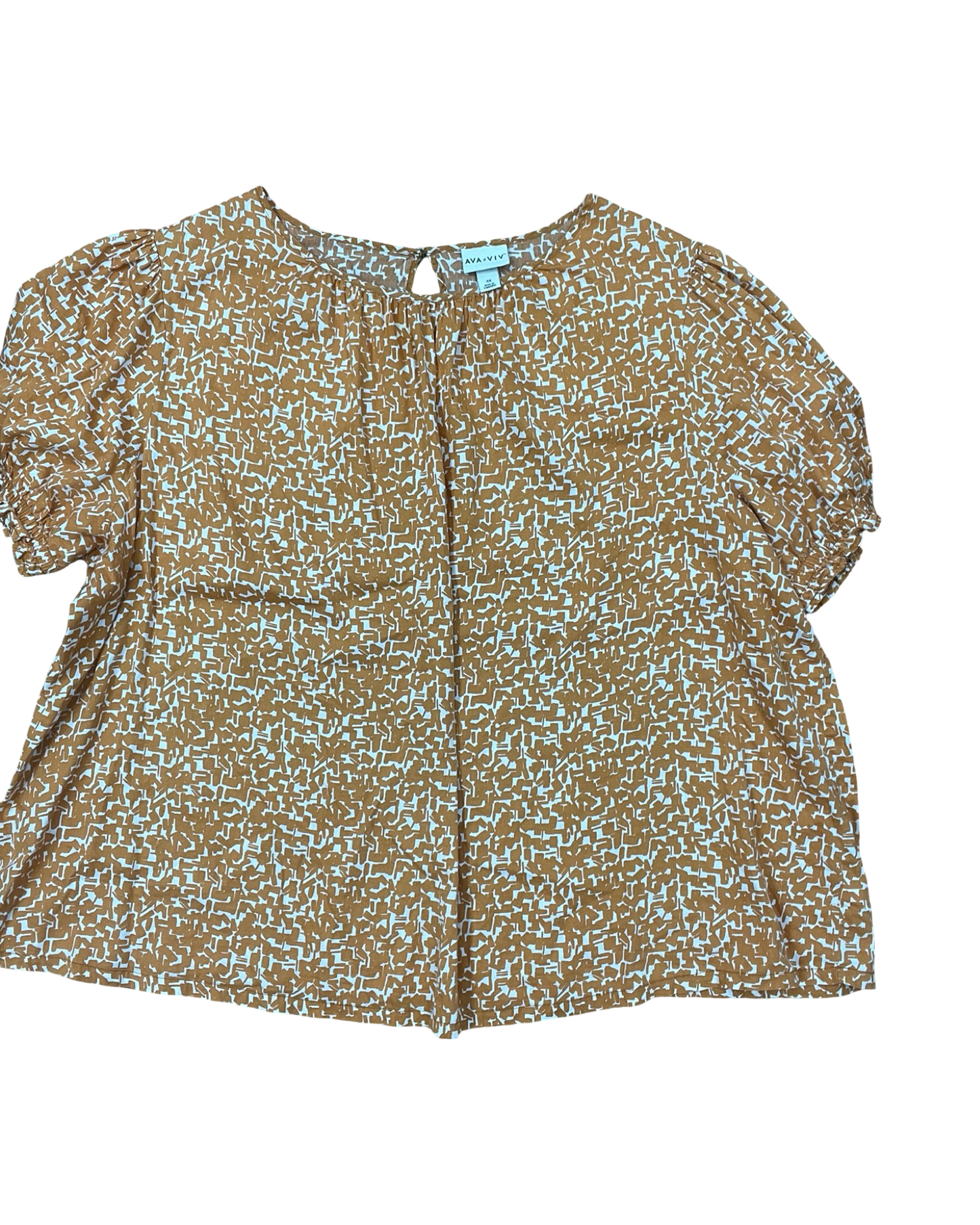 Top Ss By Ava & Viv In Orange & White, Size:3X