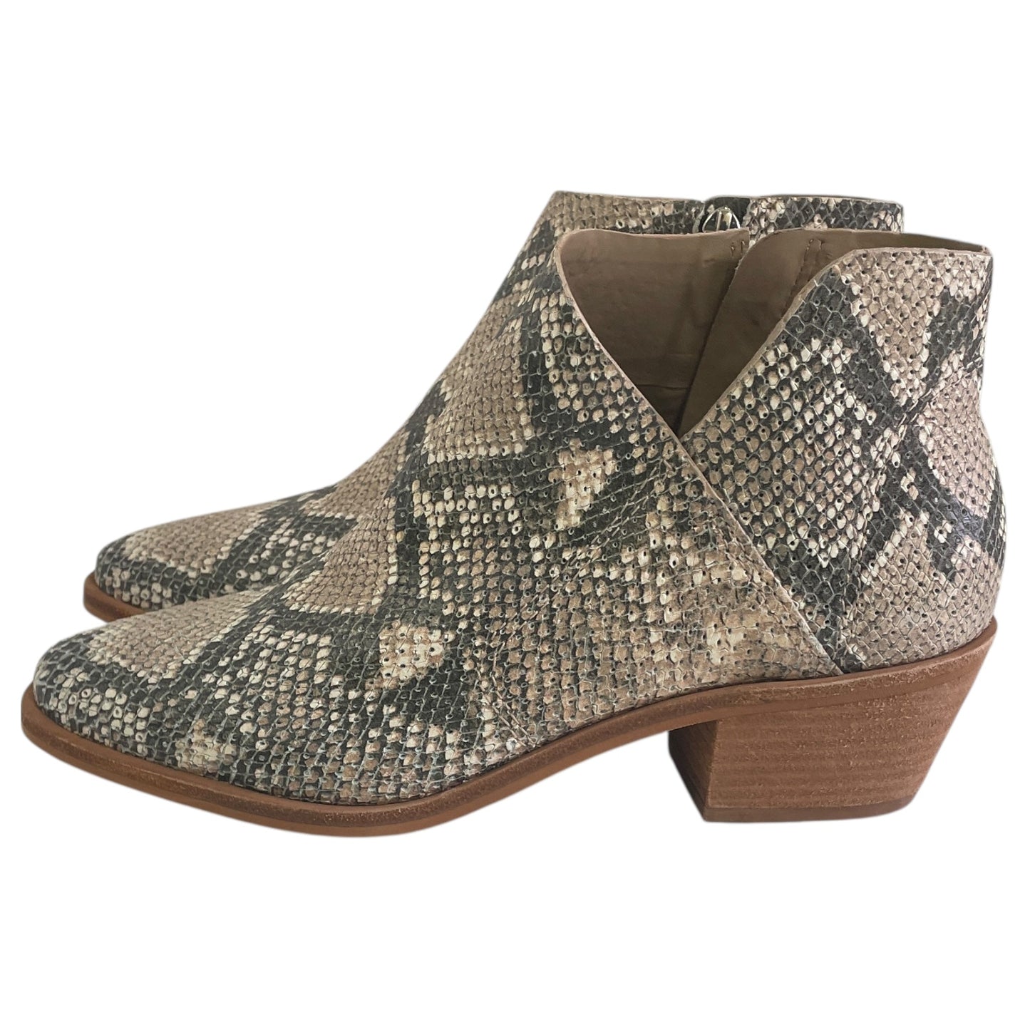 Boots Ankle Flats By Vince Camuto In Snakeskin Print, Size:8