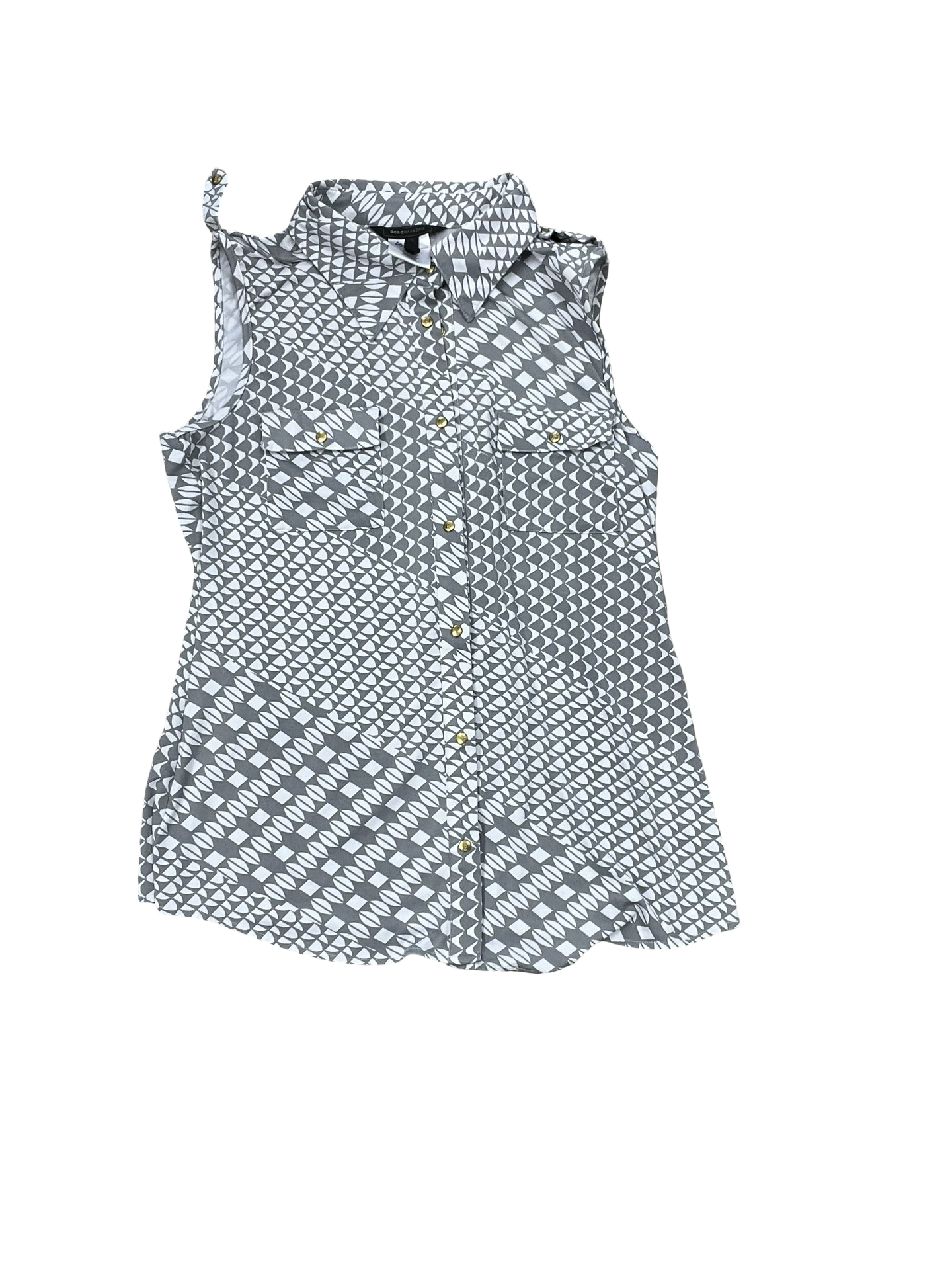 Top Sleeveless By Bcbg In Grey & White, Size:L