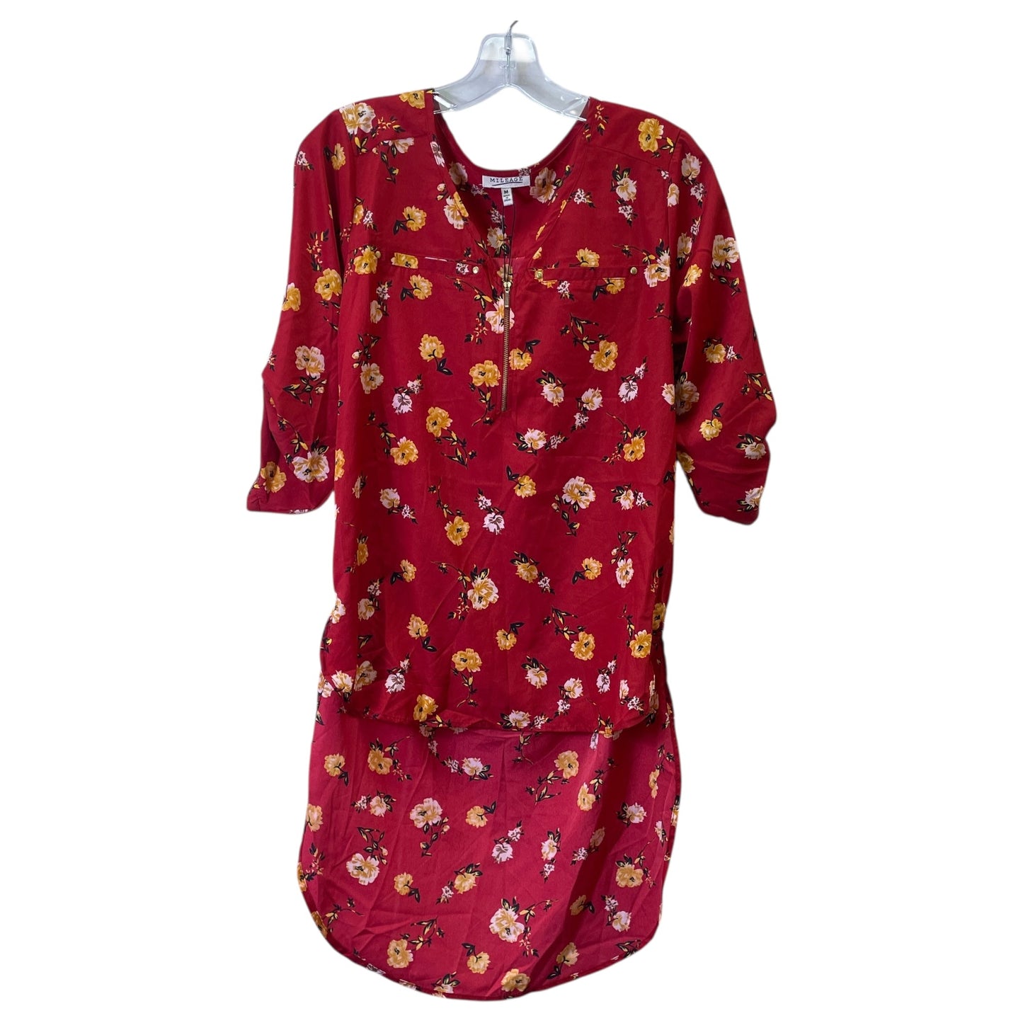 Top Ls By Mileage In Red & Yellow, Size:M