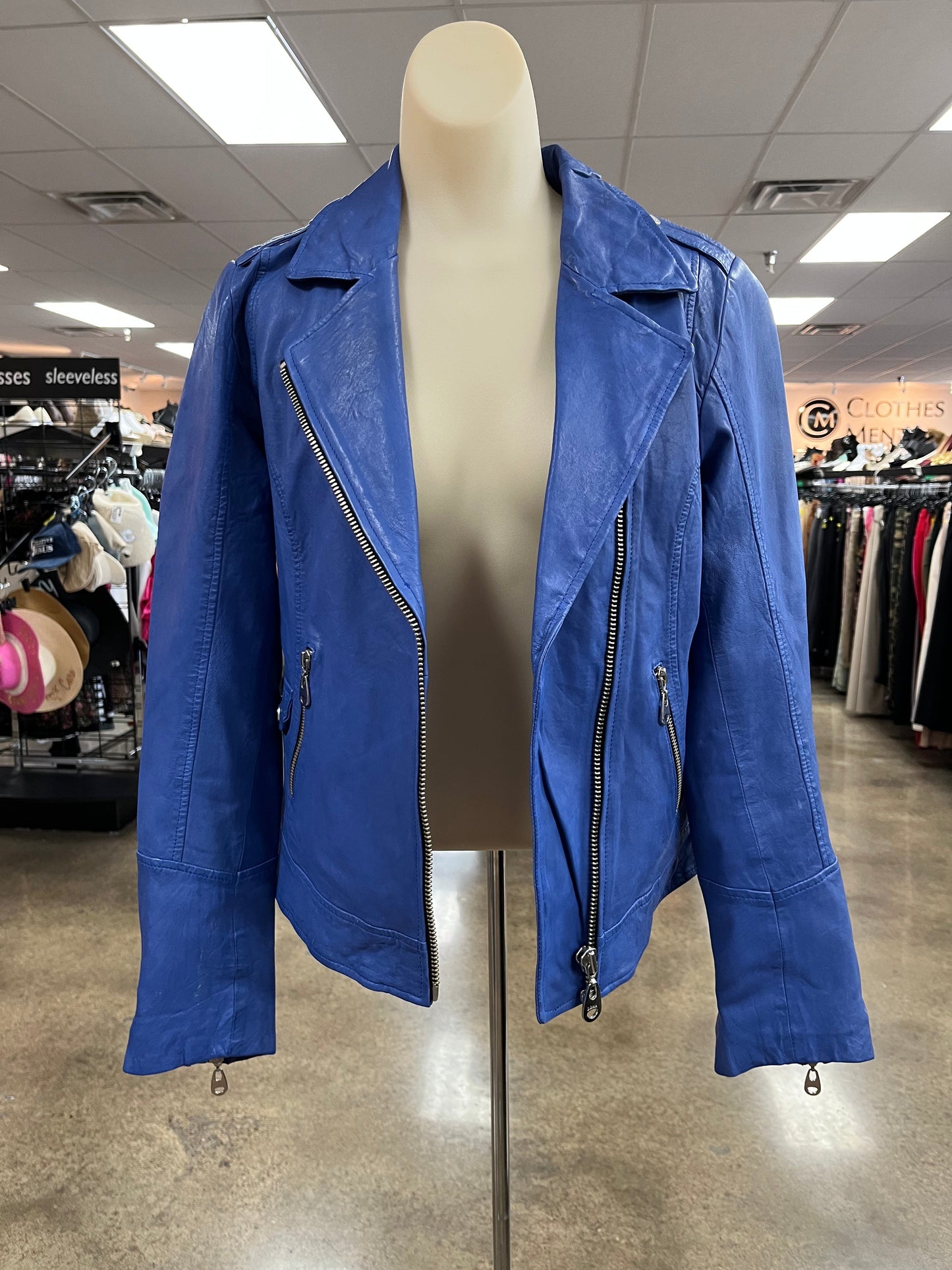 Jacket Leather By Cma In Blue, Size:M