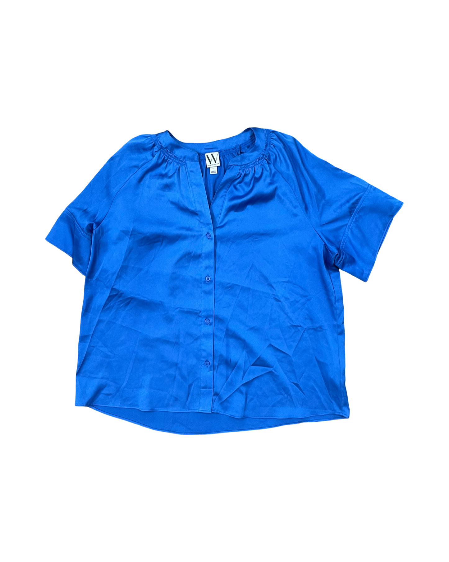 Blouse Ss By Worthington In Blue, Size:L