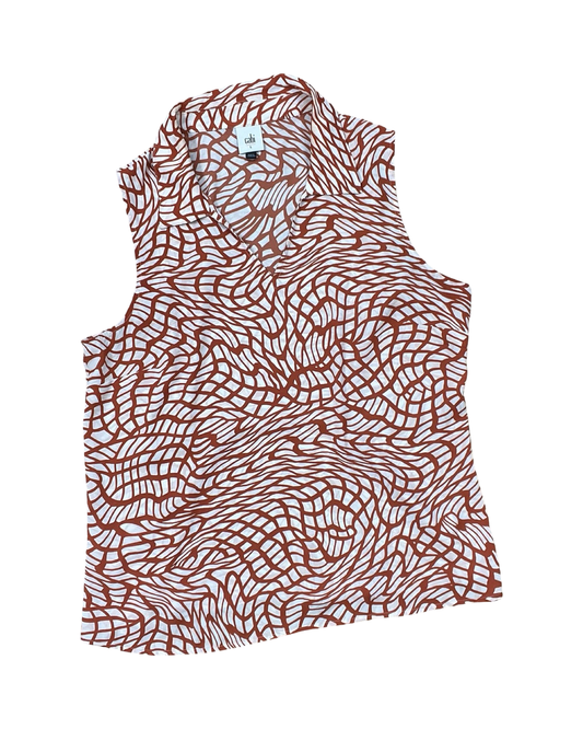 Top Sleeveless By Cabi In Cream & Orange, Size:L