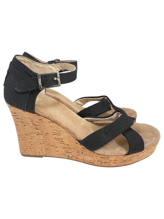 Sandals Heels Wedge By Toms In Black, Size:8.5