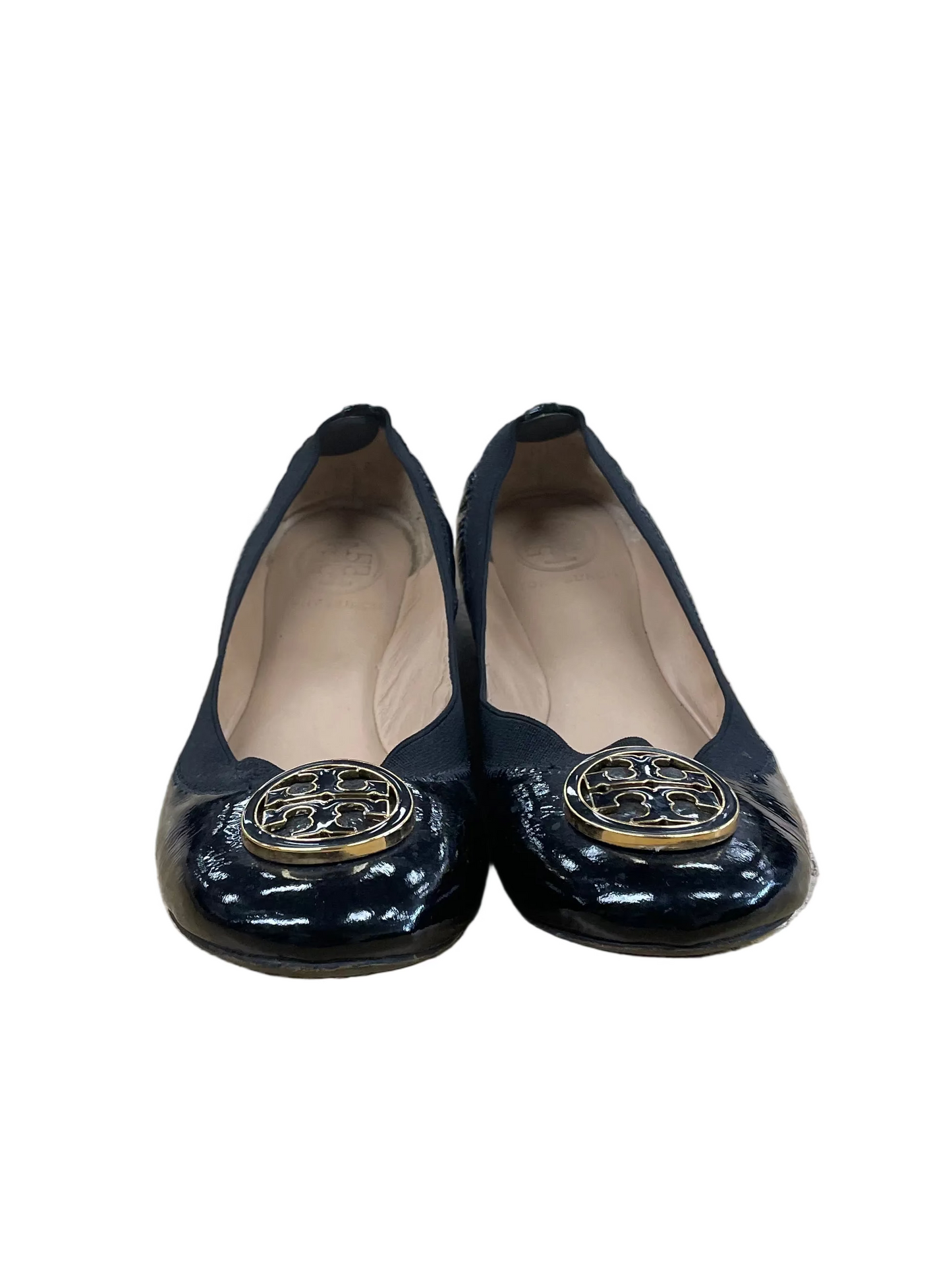 Shoes Designer By Tory Burch In Black & Gold, Size:7