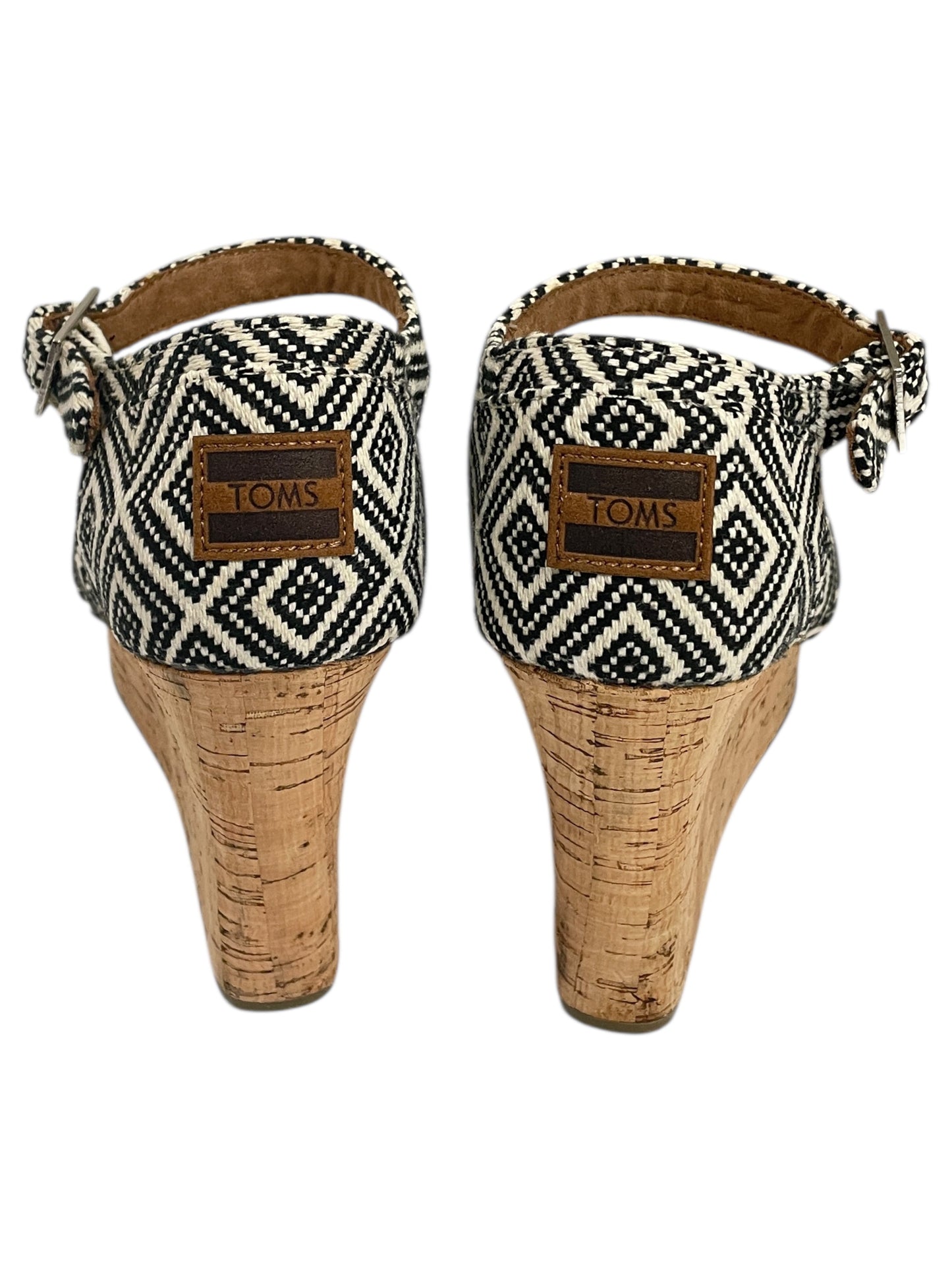 Sandals Heels Wedge By Toms In Black & White, Size:8.5