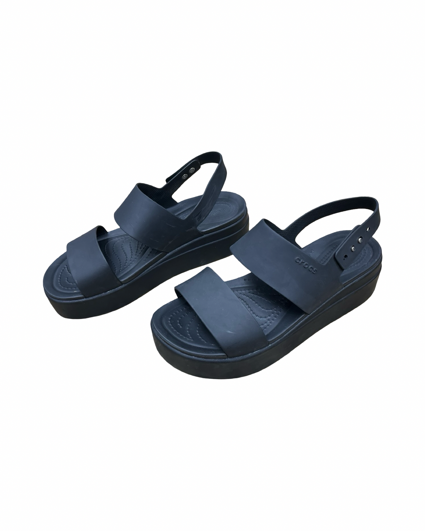 Sandals Heels Platform By Crocs In Black, Size:8