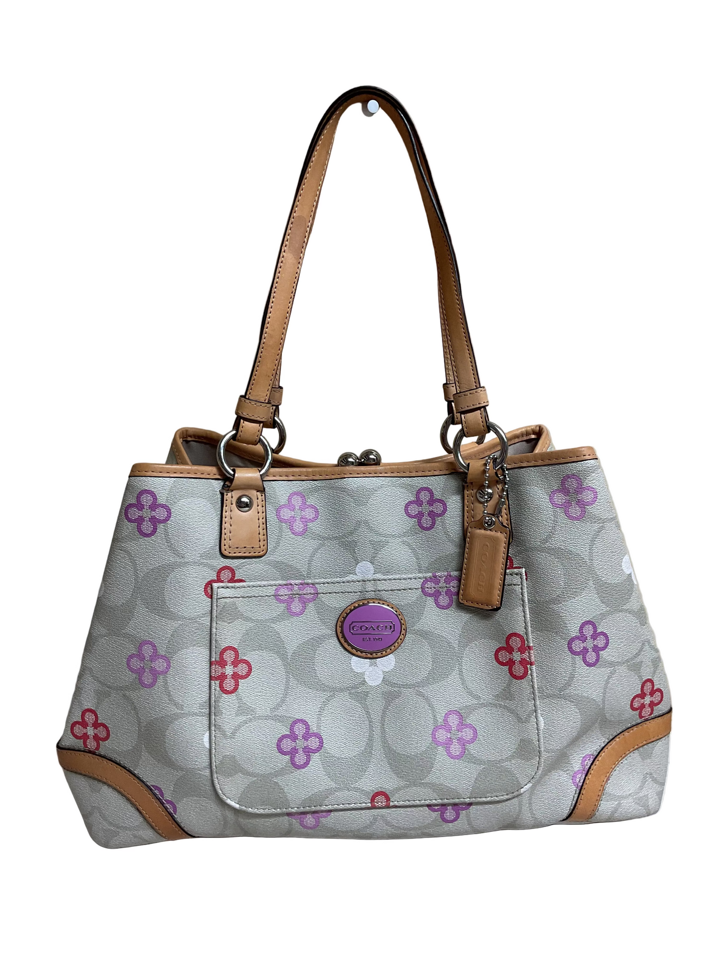 Handbag Designer By Coach In Brown & Purple, Size:Large