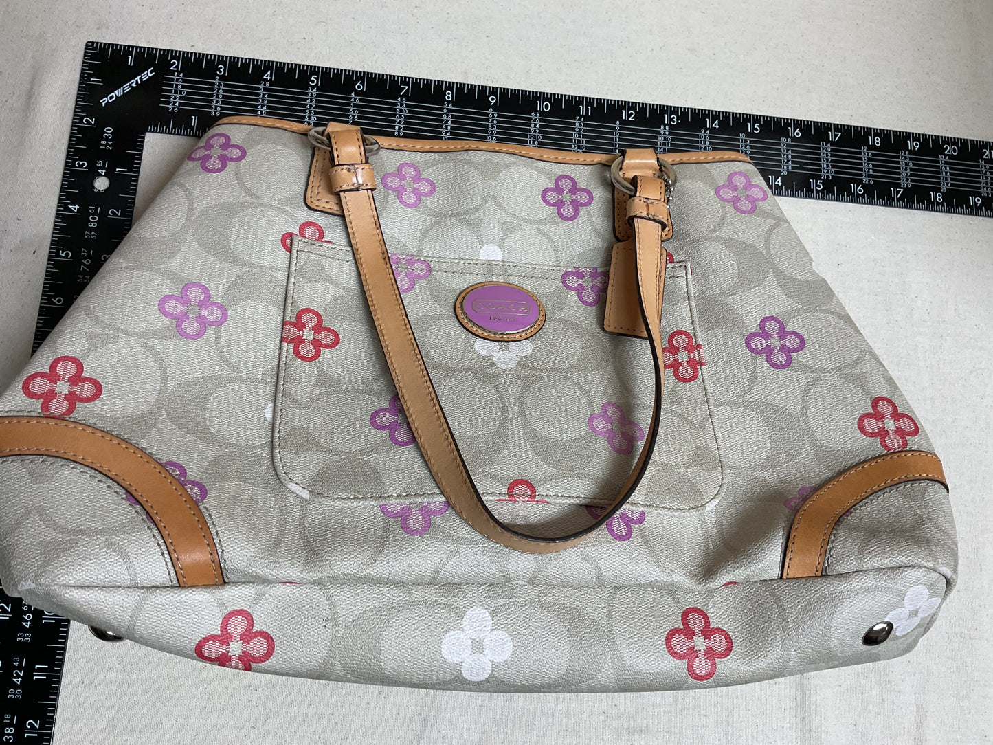 Handbag Designer By Coach In Brown & Purple, Size:Large