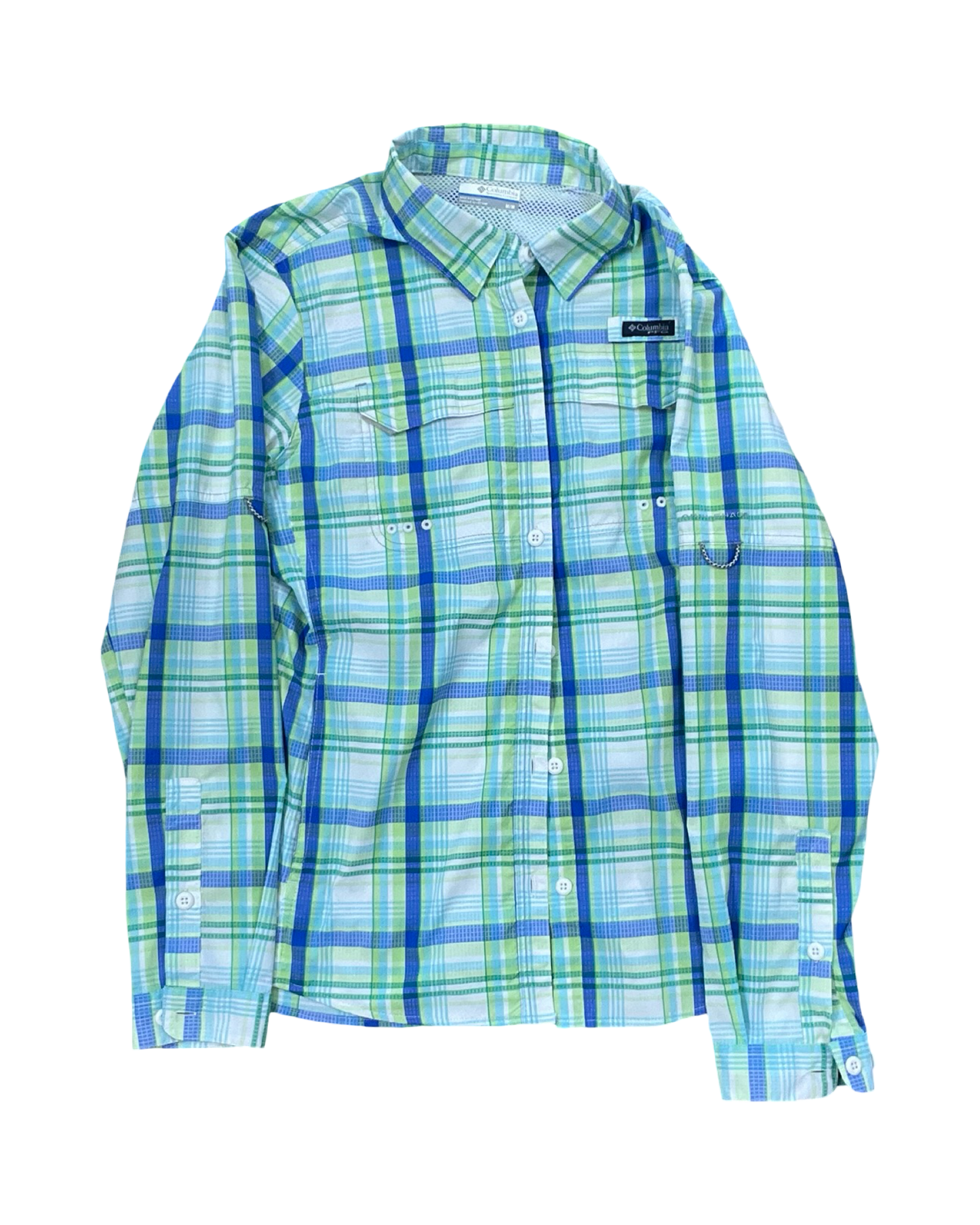 Blouse Ls By Columbia In Green & White, Size:S
