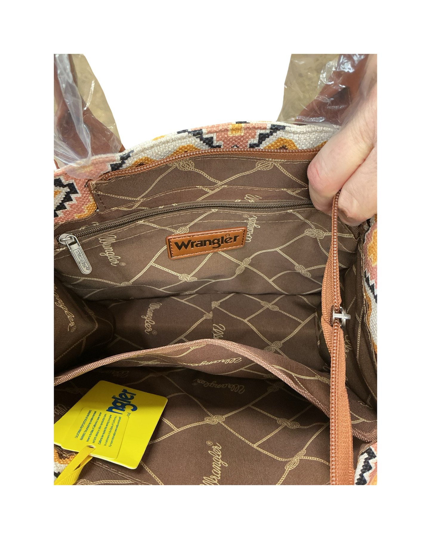 Handbag By Wrangler In Brown & Cream, Size:Medium