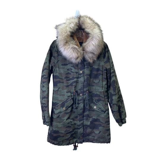 Coat Parka By Lucky Brand In Camouflage Print, Size:Xs