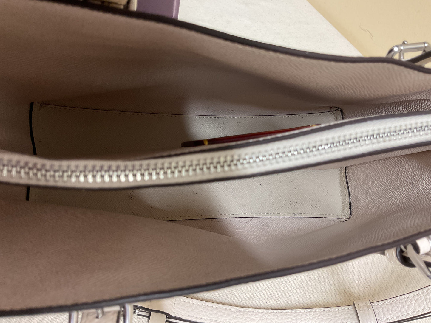 Handbag Designer By Coach In White, Size:Small