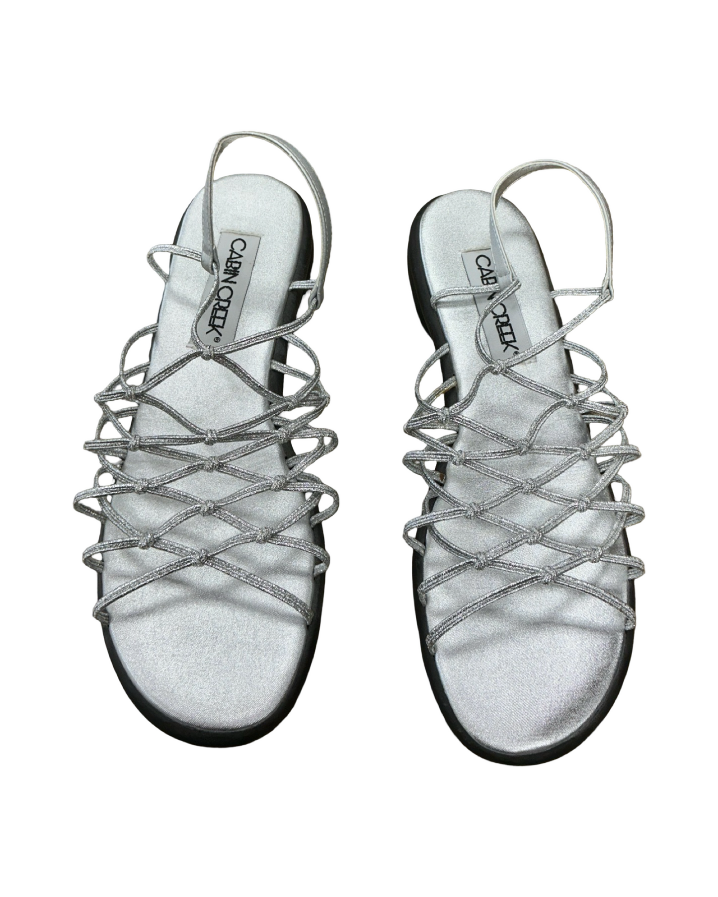 Sandals Flats By Cabin Creek In Silver, Size:8