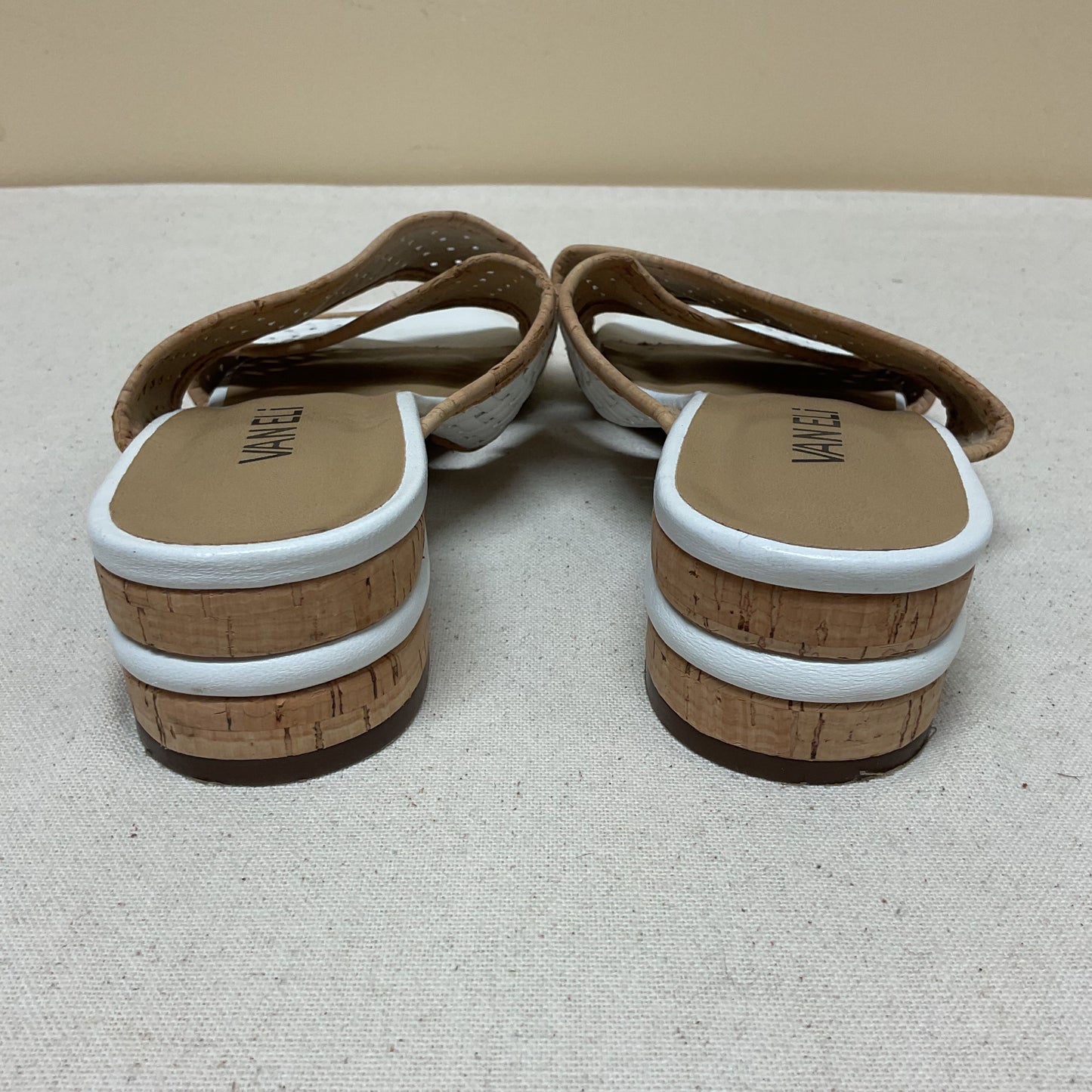 Sandals Heels Block By Vaneli In Cream & Tan, Size:8