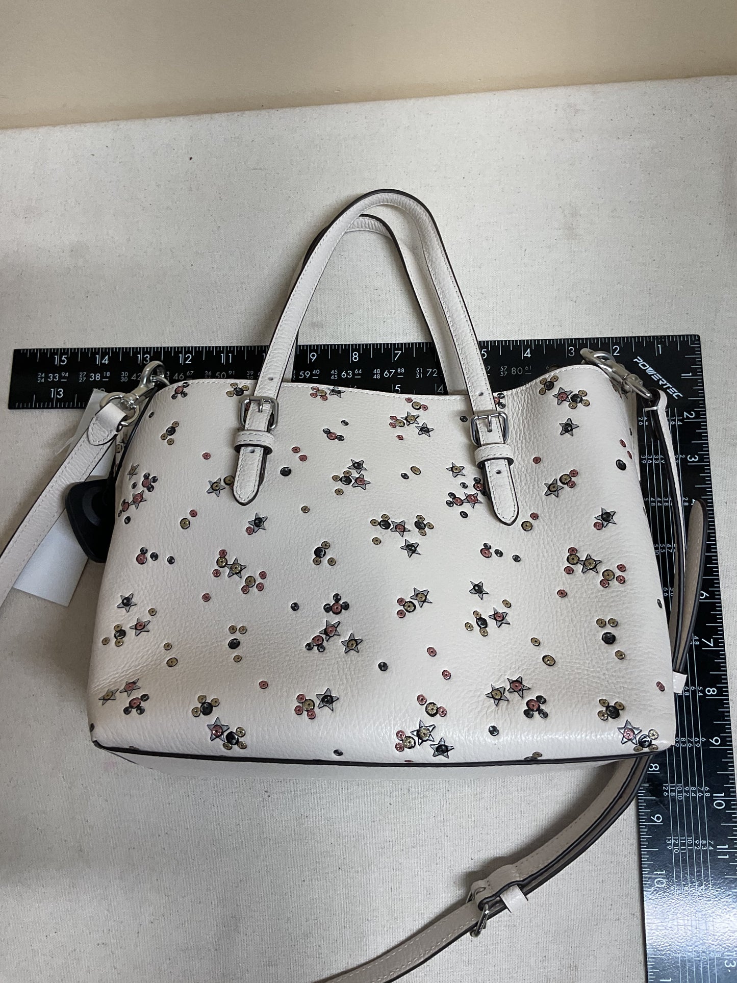Handbag Designer By Coach In White, Size:Small