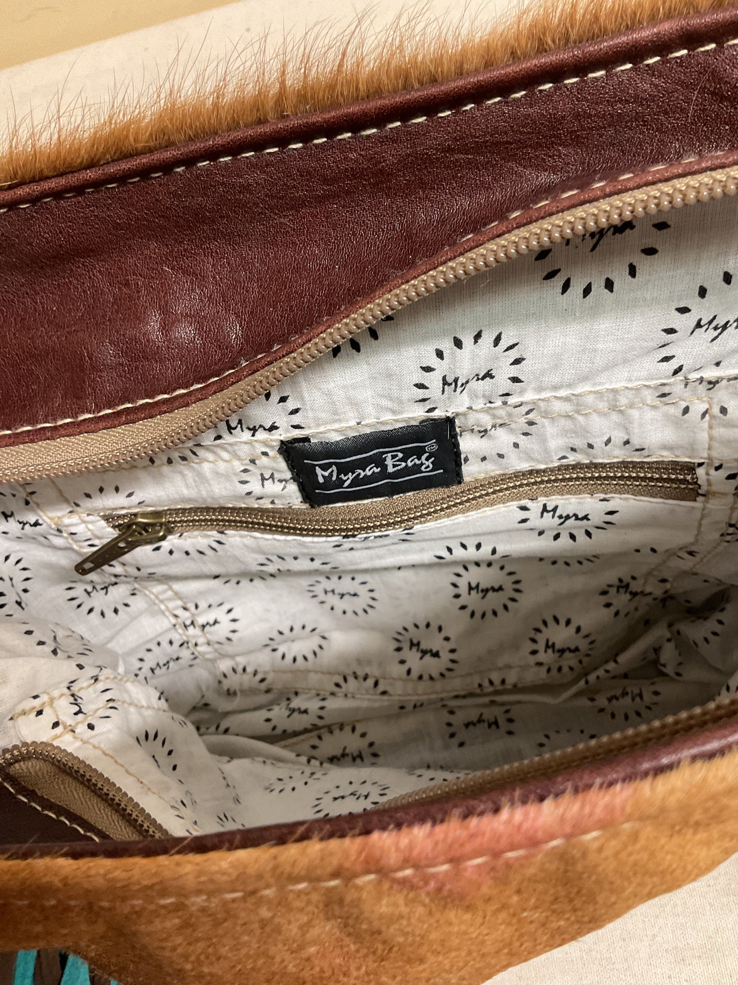 Crossbody Leather By Myra In Animal Print, Size:Medium