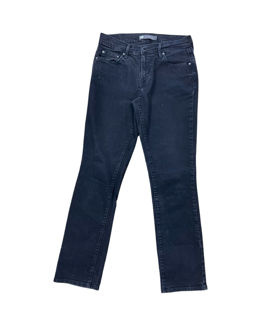 Jeans Straight By Levis In Black Denim, Size:4