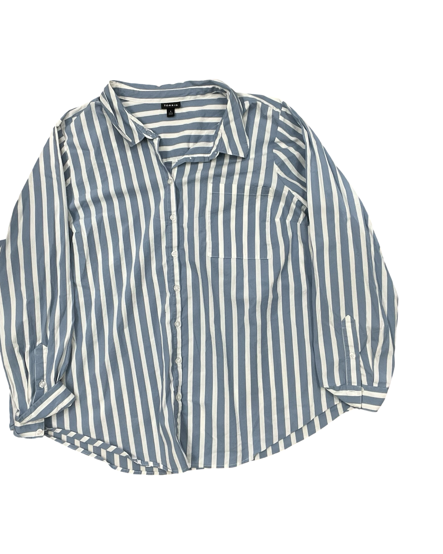 Top Ls By Torrid In Blue & White, Size:4X