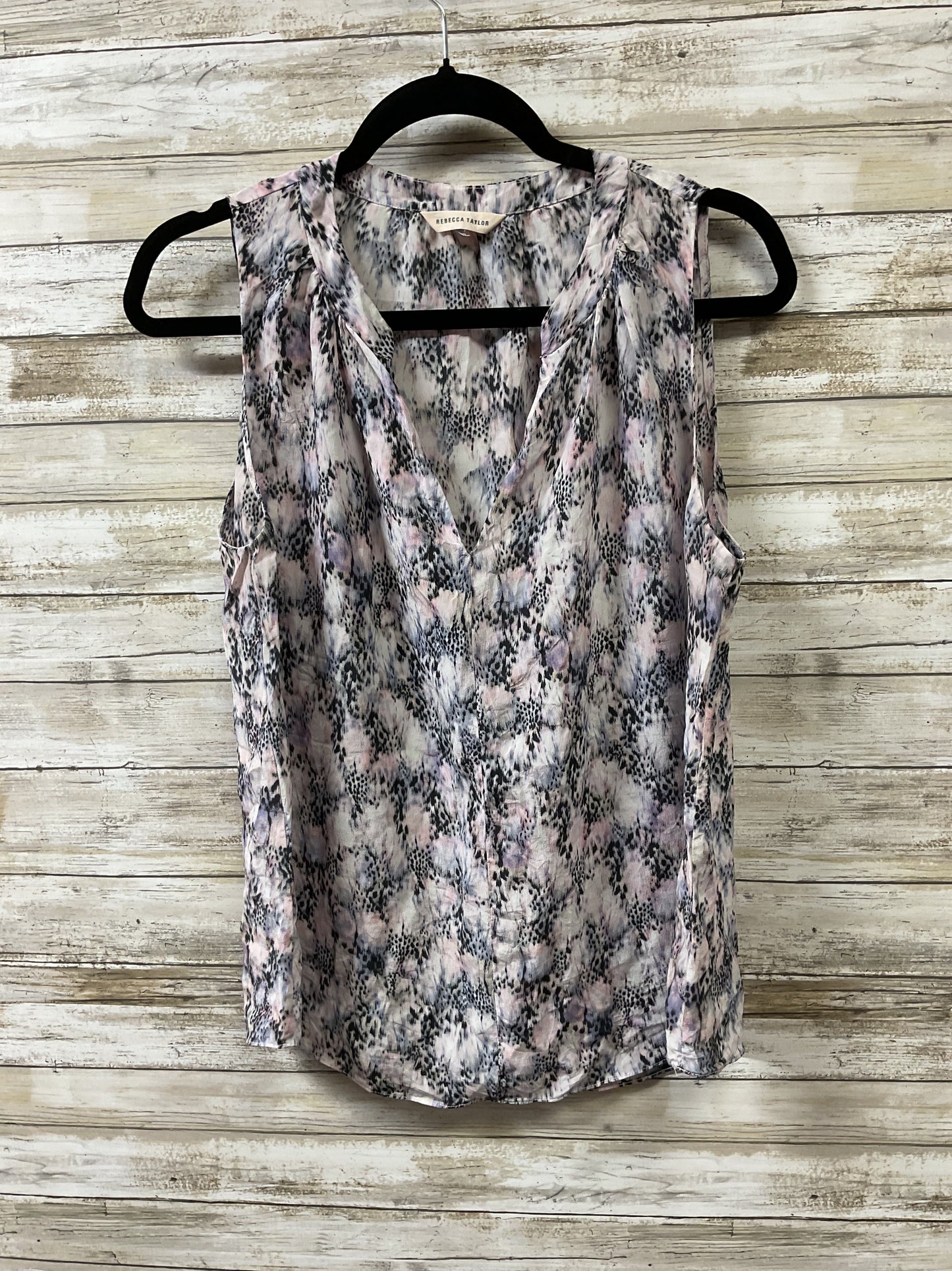 Top Sleeveless By Rebecca Taylor In Black & Purple, Size:S