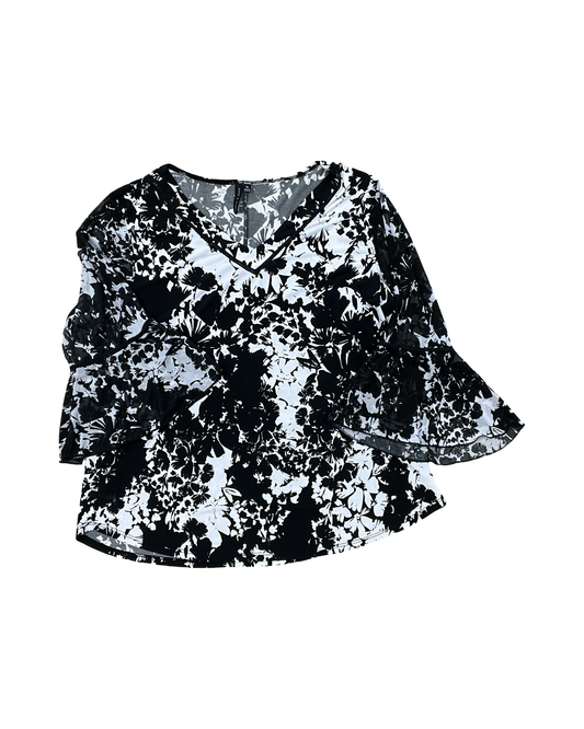 Top Ls By Clothes Mentor In Black & White, Size:Xl