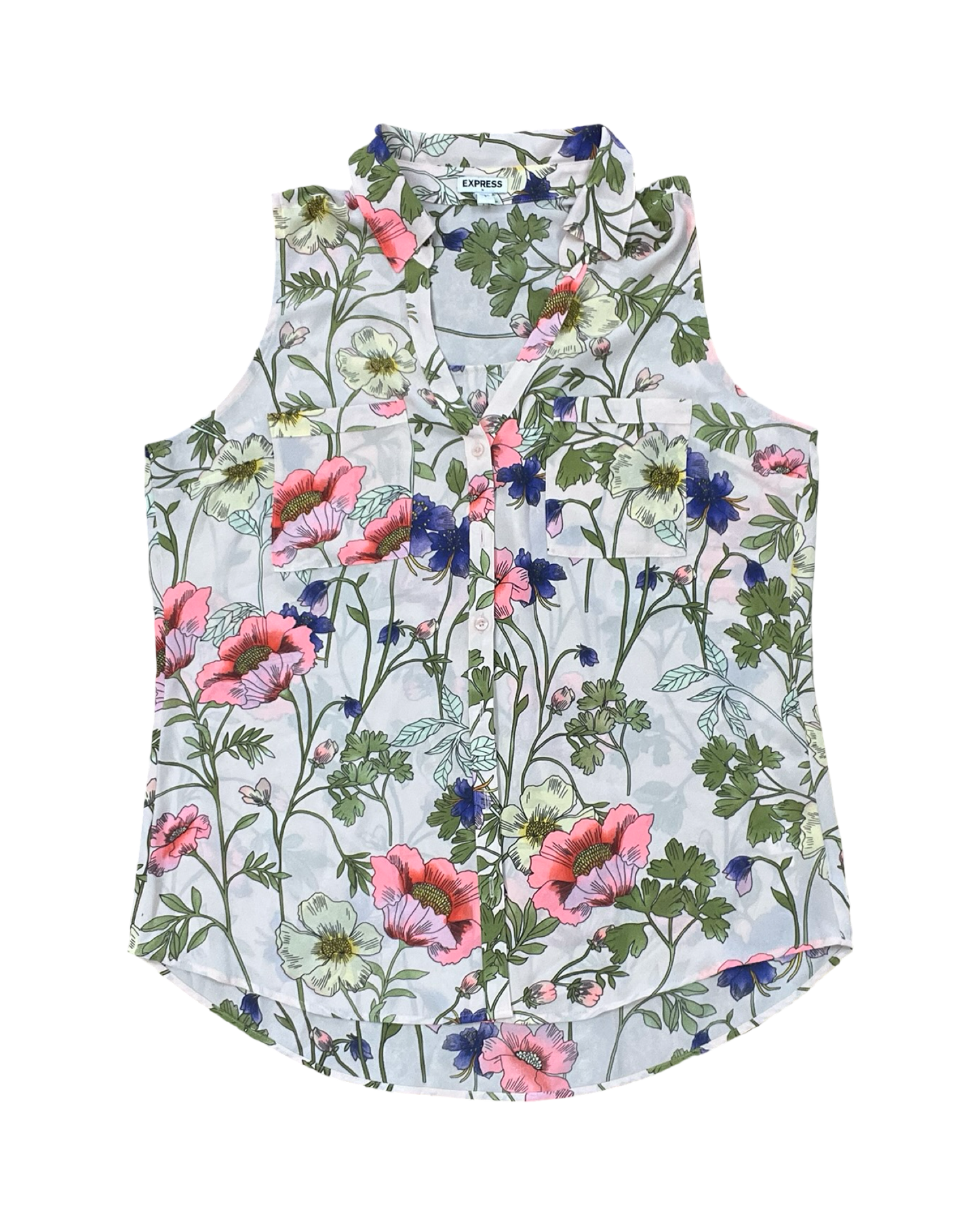 Blouse Sleeveless By Express In Pink, Size:L